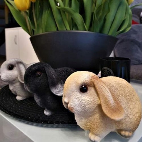 Nyúl szobrok, kerti dekoráció, 3 szín, 16x10 cm