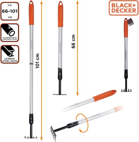 Kézi gereblye Alu teleszkópos 66-101cm BLACK+DECKER
