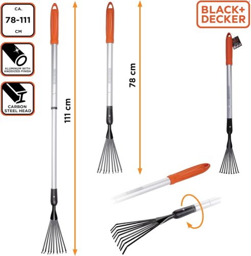 Kézi lombseprű Alu teleszkópos 78-111cm BLACK+DECKER