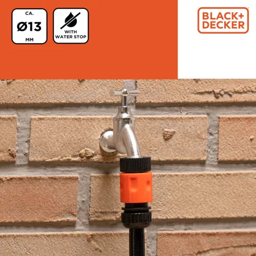 Tömlőcsatlakozó 1/2'' + AquaStop BLACK+DECKER