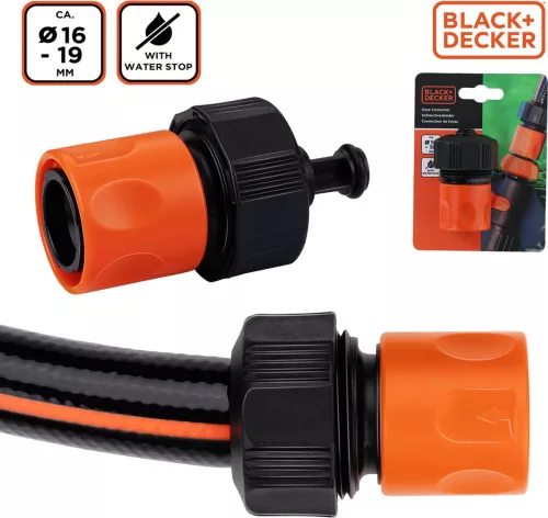 Tömlőcsatlakozó 3/4'' + AquaStop BLACK+DECKER