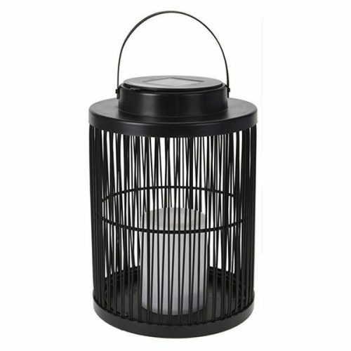 Solar lámpa, LED, felakasztható, rattan, fekete, 24 cm