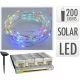Solar kerti fényfüzér, 200 micro LED,  színes, 10+2m