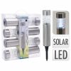 Kerti lámpa Solar 4db, Inox+üveg  6x39cm hidegfehér, leszúrható