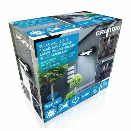 Kerti solar falilámpa, szenzoros, 2db, 30 db LED, GRUNDIG