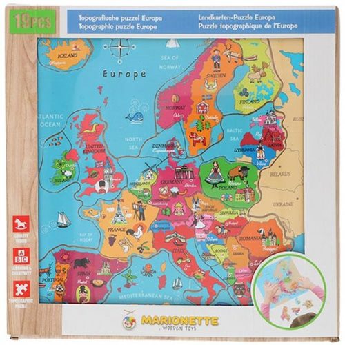 Fa Európa puzzle angol feliratos 18 részes 30x30cm