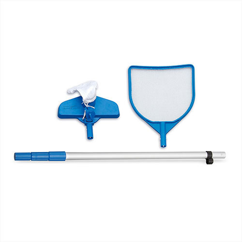 Fémlábas medence szett  427 cm átmérő, 107 cm magas, SkimmerPlus™, HALSZÁLKA mintás, belül KÉK MOZAIK mintás + víztisztító + létra + aljtakaró + fed