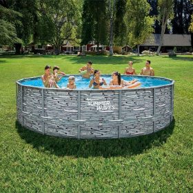   Fémlábas medence szett -  488 cm átmérő, 122 cm magas TERMÉSKŐ mintás, belül KÉK MOZAIK mintás + homokszűrő + vízforgató + létra + aljta