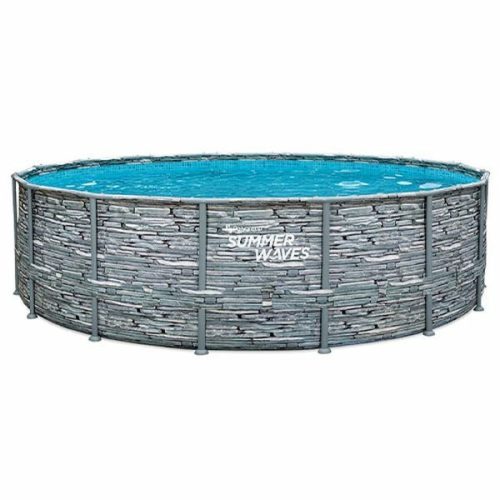 Fémlábas medence szett -  488 cm átmérő, 122 cm magas TERMÉSKŐ mintás, belül KÉK MOZAIK mintás + homokszűrő + vízforgató + létra + aljta