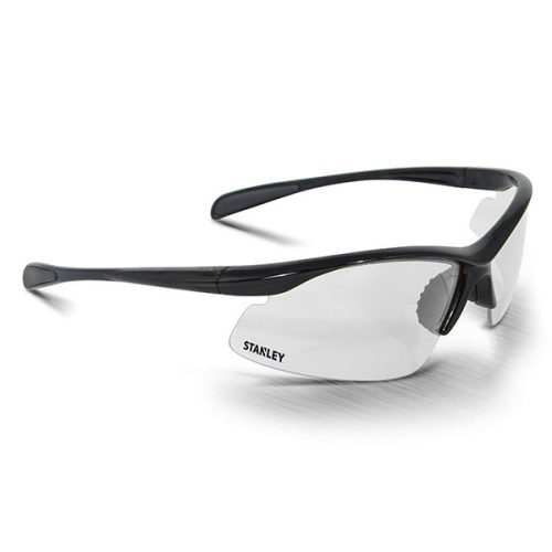 Átlátszó védőszemüveg, EN166, polikarbonát lencse, gumírozott szár, puha orrész, STANLEY