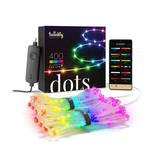 Karácsonyi okos izzó, 400db LED, RGB szín, 10m, átlátszó kábel, programozható, Twinkly