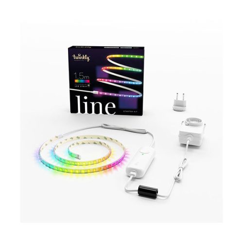 Twinkly line - LED szalag - Okos dekorfény - 100 db LED - 1,5 m - RGB szín - Programozható - Fehér kábel - Kezdő szett