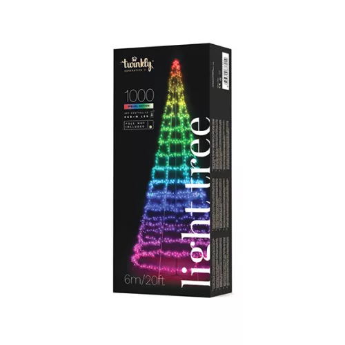 Karácsonyfa okos izzó, 1000db LED, RGBW fehérszín, 2m, programozható, Twinkly